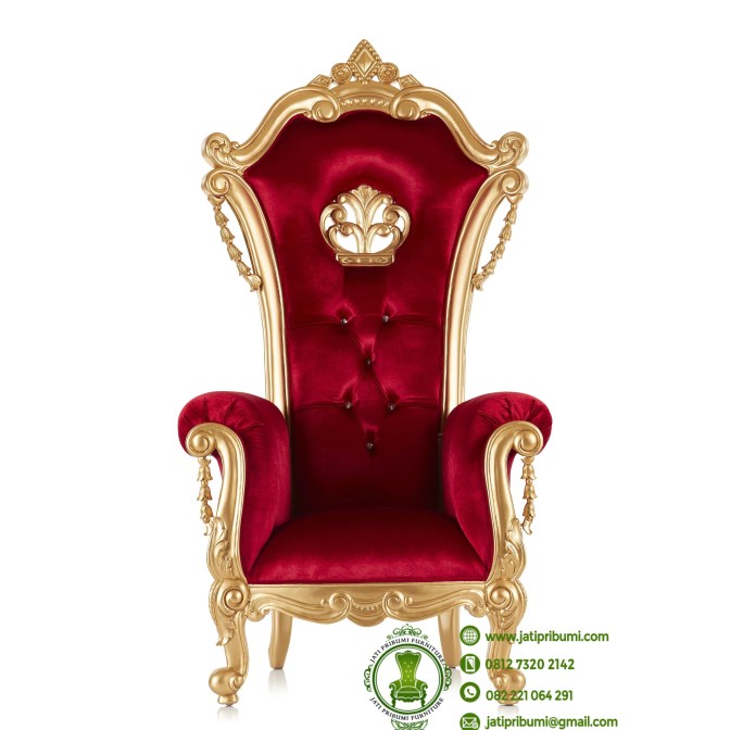kursi warna emas jok merah bludru terbaru (1)